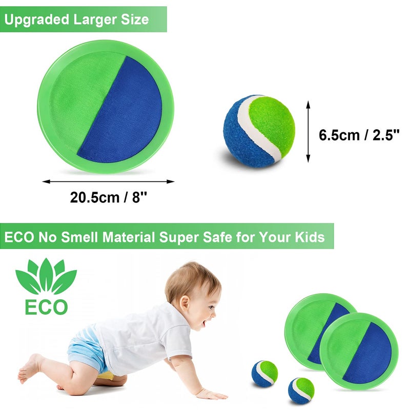 Jalunth Ball Catch Set Games Toss Paddle - Beach Toys Back Yard Lawn Outdoor Pool Backyard Camping Throw Age 3 4 5 6 7 8 9 10 11 12 Years Old Boys Girls Kids Adults Family Outside Easter Gifts Green - Image 5